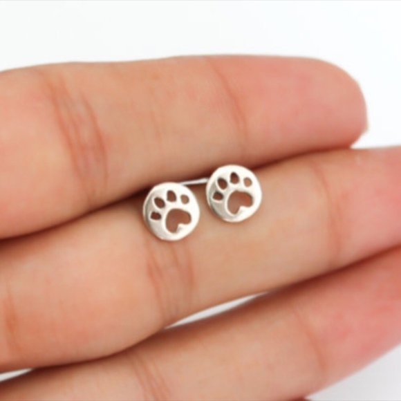 Paw Imprint Silver‎ Earrings-New - Picture 3 of 5